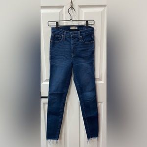 Madewell 10 Inch High Rise Skinny Jeans Women's Size 25 Raw Hem Dark Wash Denim